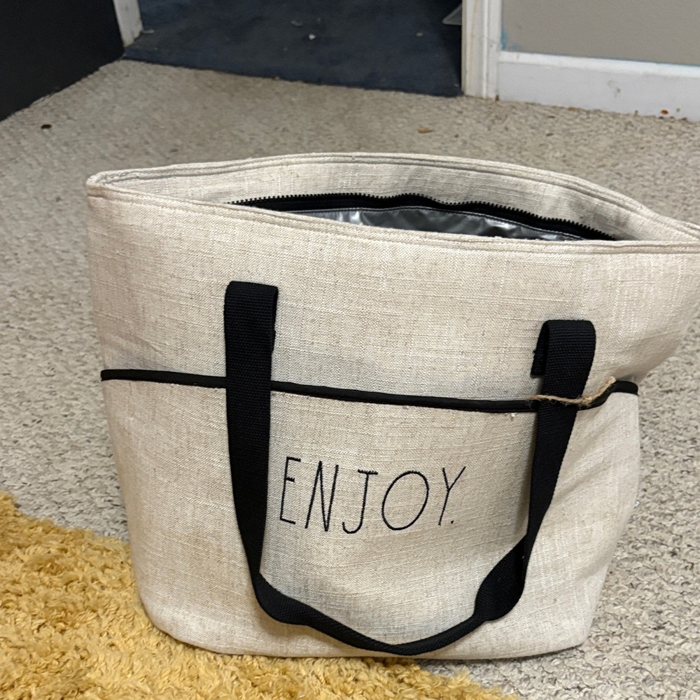 Rae Dunn Cream and Black Tote Bag